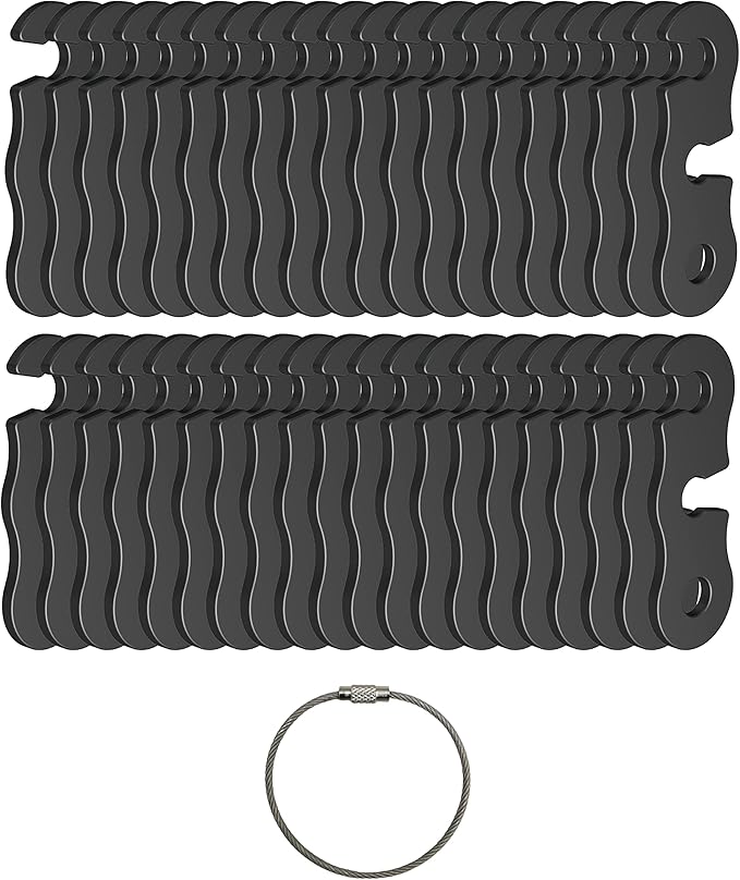 Rope Tensioner Aluminum Alloy Camping Tent Guyline Cord Adjuster Camping of Gear for Camping, Hiking, Backpacking Ultralight Tent Stakes Guy Lines (Black, 40 Pack)