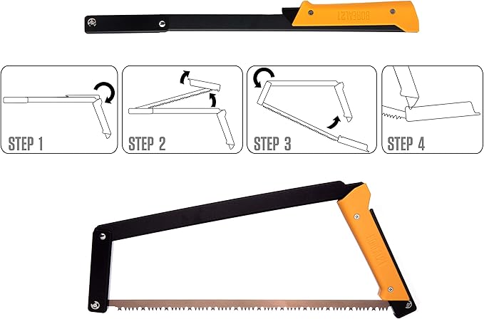 AGAWA - BOREAL21 Tripper KIT - 21 inch Folding Bow Saw, Rugged Cordura Sheath, Additional Aggressive Blade (Black Frame - Yellow Handle)
