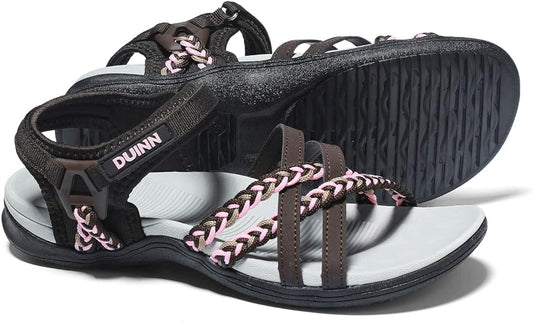 UBFEN Womens Hiking Comfort Sport Sandals Beach Vacation Camping Casual Sport Sandals with Adjustable Straps and Arch Support
