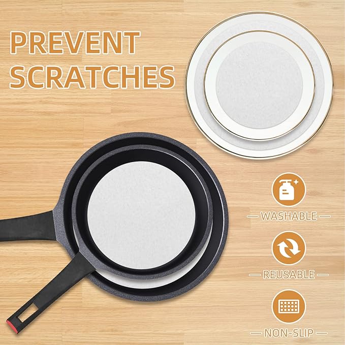 Plate China Storage Dividers, 144 Pieces with 3 Different Sizes Premium Felt Plate Dividers Round China Dish Protectors for Porcelain Cookware Protecting and Stacking, White