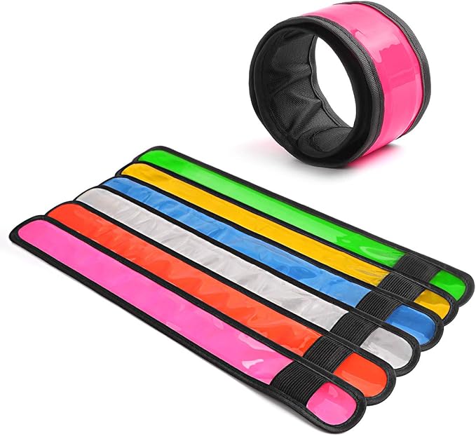 Pack of 6 LED Light Up Band Slap Bracelets Night Safety Wrist Band for Cycling Walking Running Concert Camping Outdoor Sports