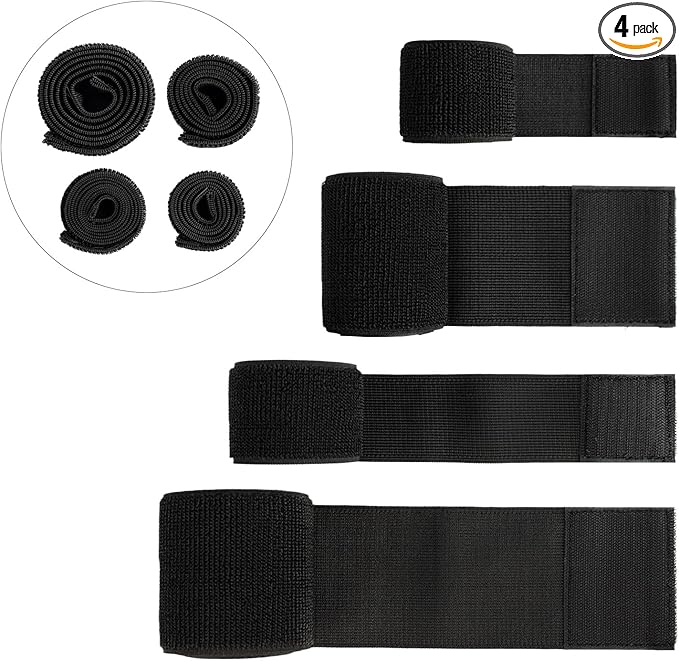 Comfytemp Ice Pack Strap, Stretchable, Reusable, 4pcs, Ice Belt Extender Straps, Stretch Straps, Elastic Hook and Loop Extension Straps Add Length to Most Ice Packs, Multiple Uses