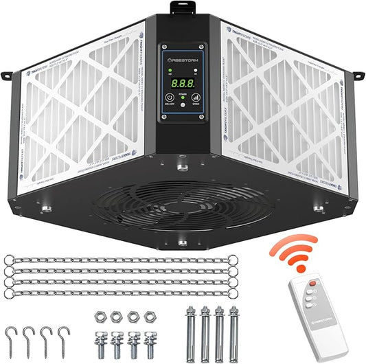 ABESTORM 360 Degree Intake Air Filtration System Woodworking 1350 CFM Hanging Air Filter with Strong Vortex Fan for Wood Workshop, Garage, Shop Dust Collectors, Up to 1700 sq. ft, DecDust 1350