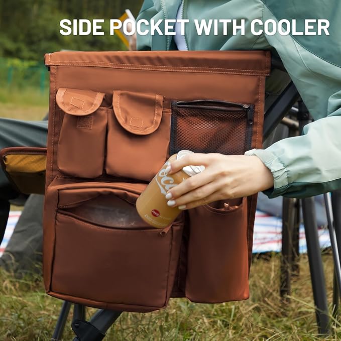 TIMBER RIDGE Oversized Folding Camping Chair High Back Heavy Duty for Adults Support up to 500lbs with Cup Holder, Side Pocket Cooler Bag