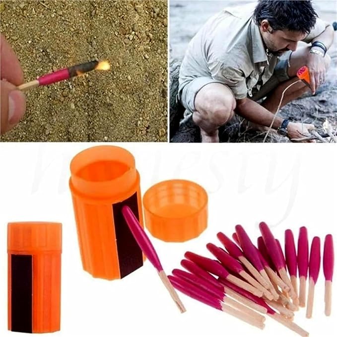 Waterproof Matches Survival Set, 20 Pieces/Barrel Outdoor Stormproof Match Kit with Case,Camping Emergencys Fire Starters