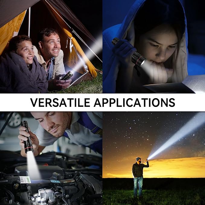 WdtPro Rechargeable Flashlights High Lumens, 2 Pack 10H Long Lasting Super Bright EDC Flashlight, LED Mini Tactical Flash Lights for Camping Emergency, Drop & Water Resistant (Battery Included)