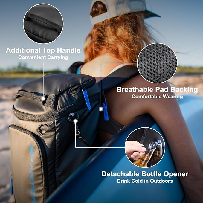 Backpack Cooler Insulated Leak Proof 33/49 Cans, 2 Insulated Compartments Thermal Bag, Portable Lightweight Beach Travel Camping Lunch Backpack for Men and Women