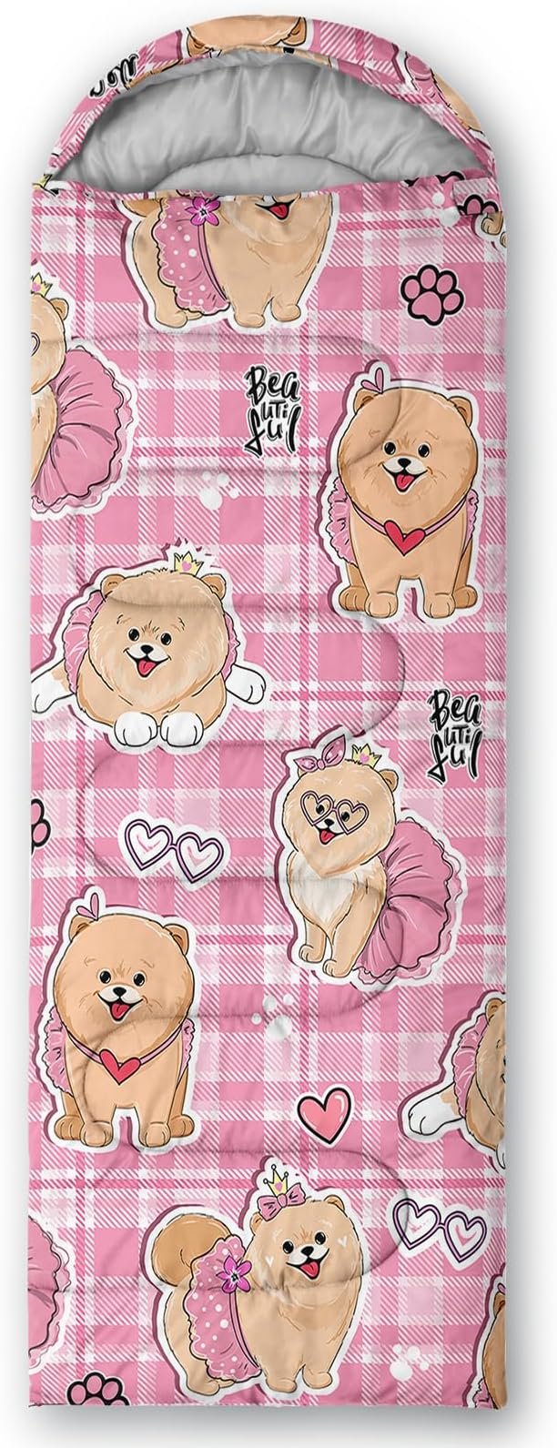 AILONEN Pink Lovely Rabbit Sleeping Bag for Girls Kids Adults,Warm and Cool Weather,Lightweight,Waterproof Backpacking,Cartoon Flowers Printed Bunny Sleeping Bag for Camping