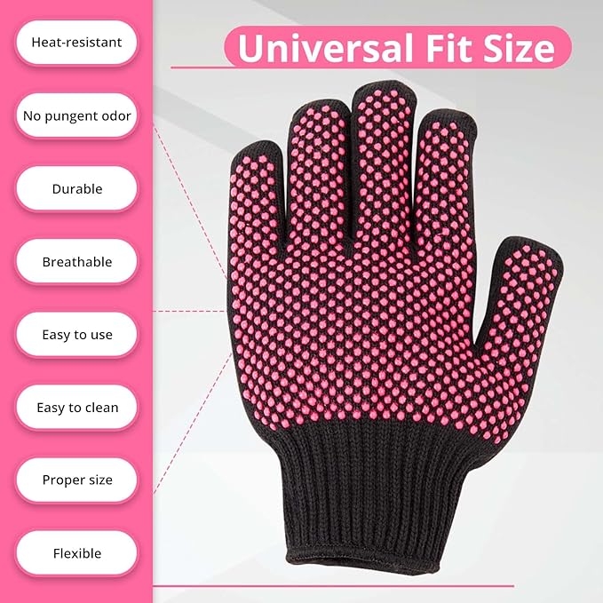 HTVRONT Heat Resistant Gloves for Sublimation - 2Pcs Heat Gloves for Sublimation, Hair Styling, Flat Iron - Thicker and Plus Size, Heat Resistant Work Gloves for Women, Universal Fit - (Plus Size)