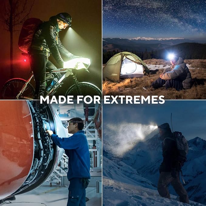 SLONIK Rechargeable Headlamp Flashlight - 500 Lumens Ultra Bright Headlight - IPX4 Waterproof Head Lamp Light for Outdoor Running, Hiking Gear, Hard Hat Helmet - Camping Accessories for Adults, Black