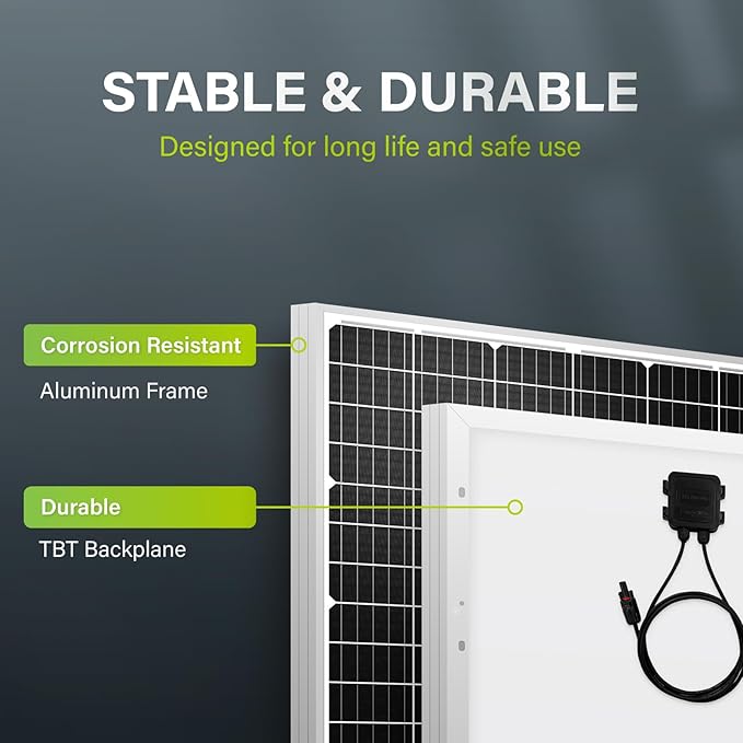 Newpowa 10BB 60 Watt 24 Volt Solar Panel High-Efficiency Monocrystalline PV Module Designed for 24V Off Grid System, Charge Your Battery of RV, Boat, Camper, Trailer, Gate Opener