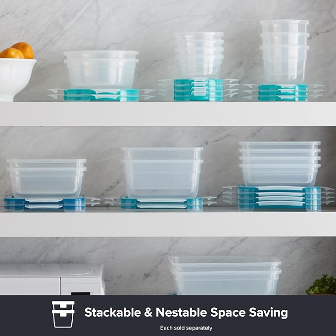 Snapware Total Solutions (5-Pack, 8.5 Cup) Plastic Food Storage Containers Set, Airtight & Leakproof Locking BPA-Free Lids Tupperware, Freezer Dishwasher Microwave Safe