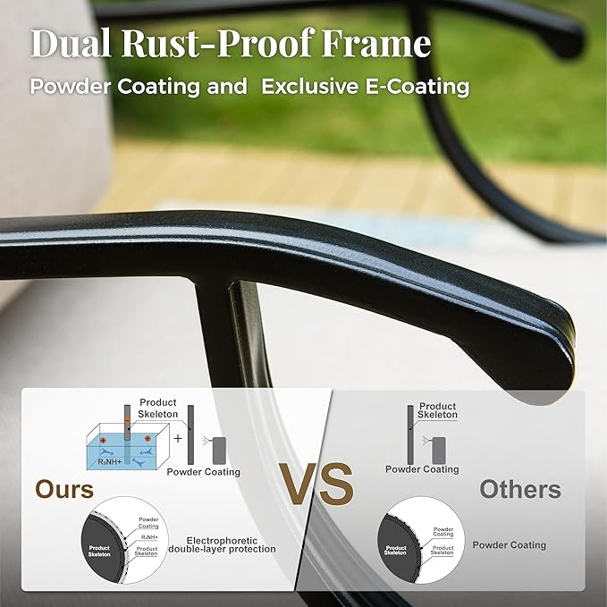 Patio Furniture Set with Fire Pit Table, 5 Pcs Metal Outdoor Conversation Set, 4 Swivel Chairs with 5.75" Extra Thick Cushion and 28" Fire Pit Table for Backyard Deck, Beige