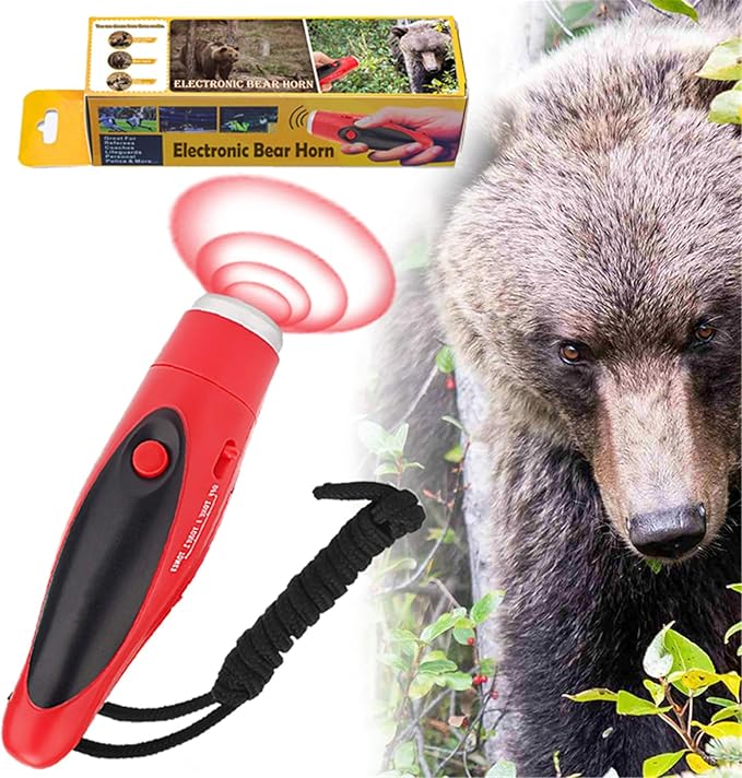 120dB Electronic Bear Horn to Scare Bears- Loud Air Horn for Safety Hiking Camping Emergency Whistle Can Replace Bear Bell