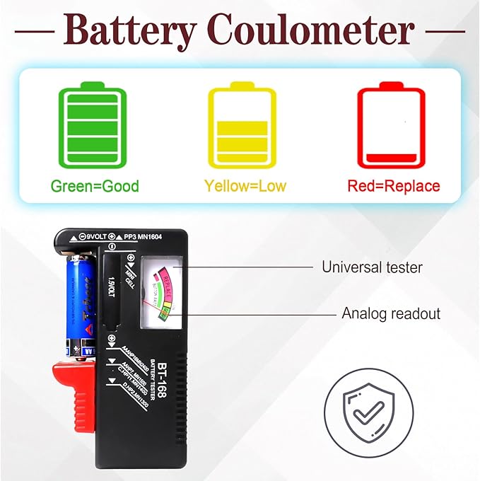 Battery Storage Organizer with Tester BT-168, Waterproof Battery Case for aaa,aa,c,d, 9v, Holds Up to 198 Batteries Container (Batteries Not Included)