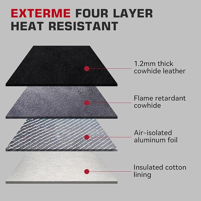 ARCCAPTAIN Welding Gloves 932℉ Heat/Fire Resistant 16 inches Gloves for Stick, Mig, Forge, BBQ, Grill, Fireplace, Baking, Stove Working Protection