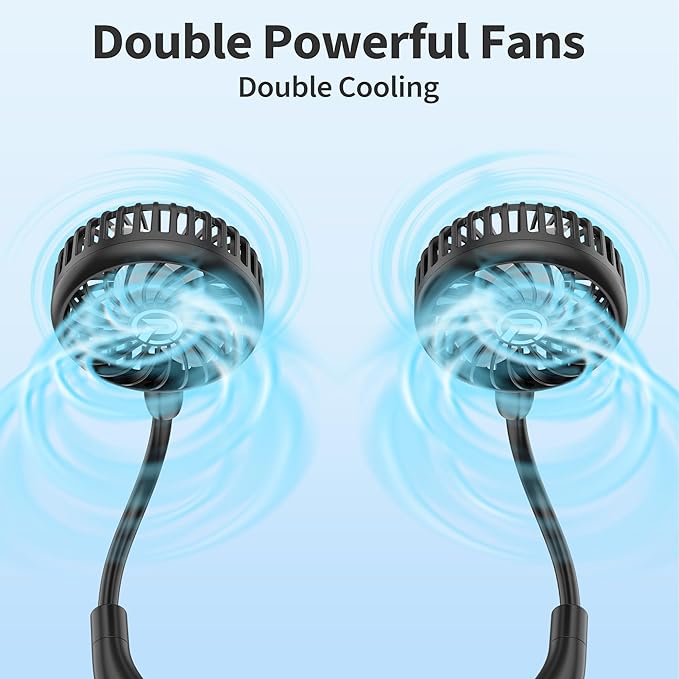 PANERGY Portable Neck Fan-Rechargeable Hand Free Personal Fan Mini Wearable Fan Battery Operated USB Fan for Women Kids Sport Work Travel