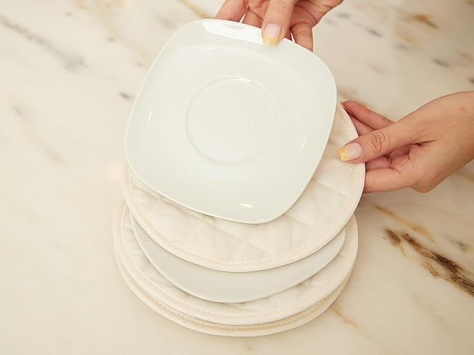 Covermates Keepsakes - Dish Storage - Padded Protection - ID Window - Stain Resistant - Machine Washable - China Storage, Cream