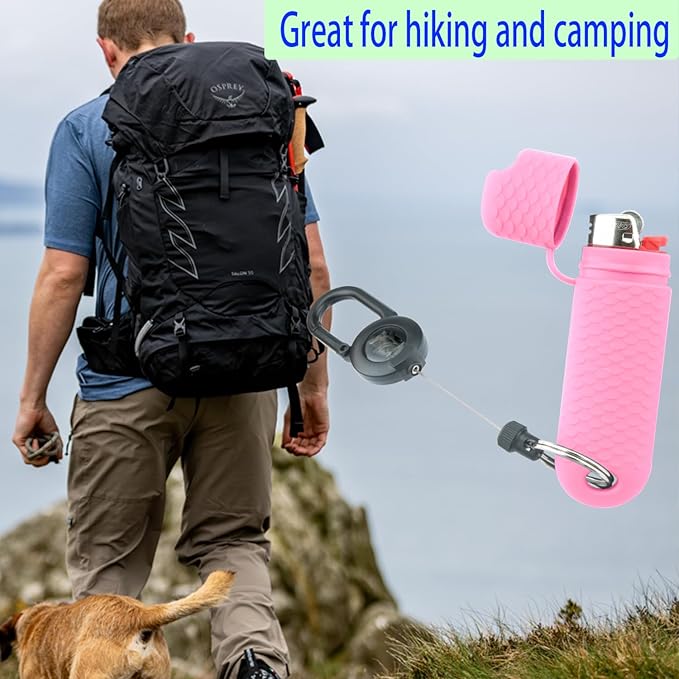 Waterproof Lighter Case Cover Holder for BIC Regular Lighters Sleeve Type J6 Outdoor Survival Multipurpose Seal Lighter Pouchfor Hiking and Camping (Pink, 2)