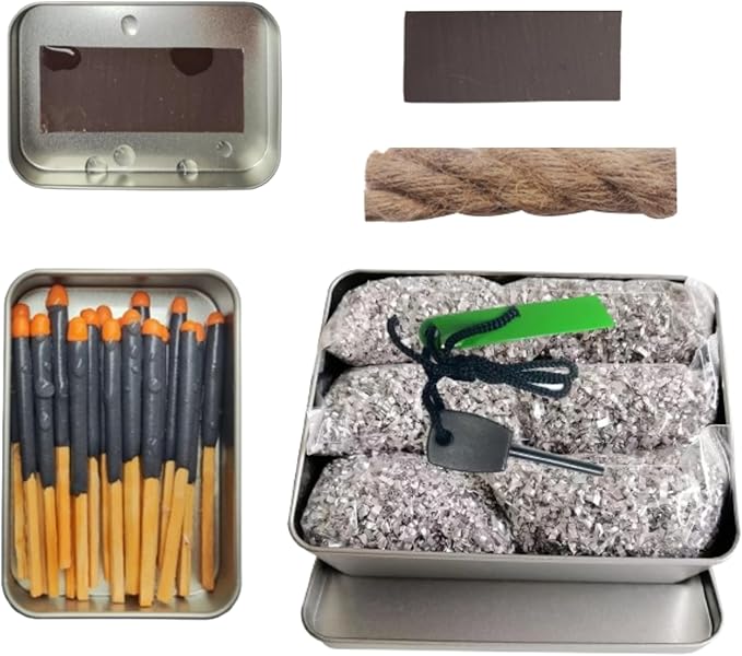Fire Starter Kit with Magnesium Shavings and Waterproof Matches – Multiple Options with Ferro Rod and Fire Rope for Camping, Emergency, Bushcraft, Survival