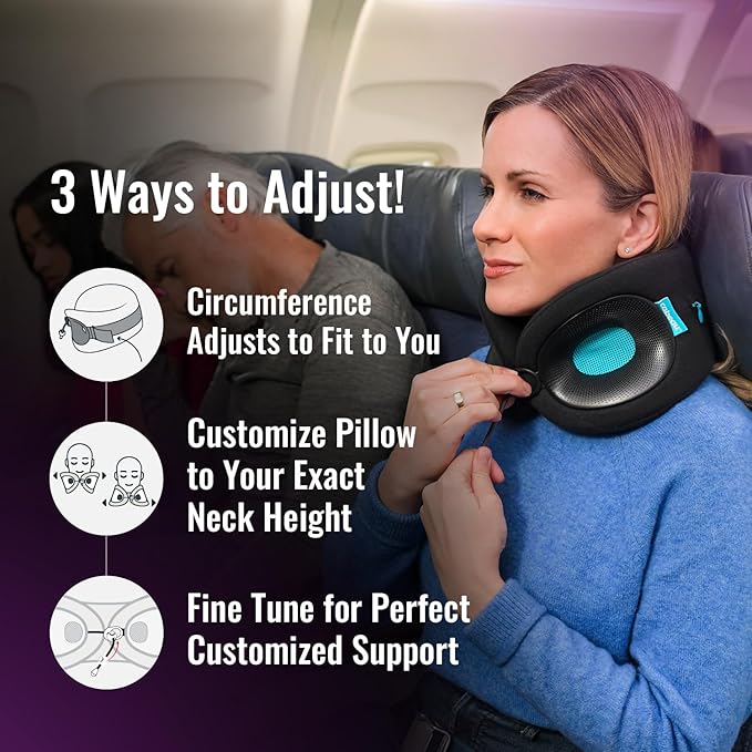 Cabeau Travel Pillow for Long Flights – Evolution X - Memory Foam Neck Support - Comfort On-The-Go for Airplane, Train, and Car (Amethyst)