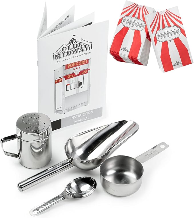 Olde Midway Bar Style Popcorn Machine Maker Popper with 8-Ounce Kettle - Black