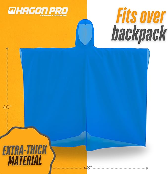 Hagon PRO Disposable Rain Ponchos for Adults (5 Pack)