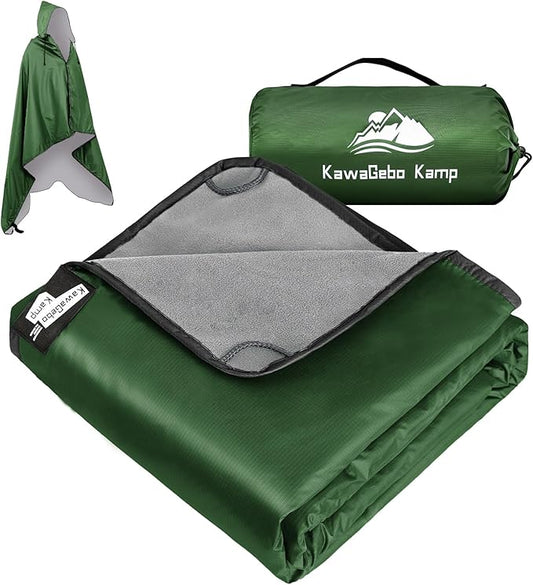 Fleece Waterproof Outdoor Blanket - Windproof Stadium Blanket for Camping, Picnics, and Sports Stay Dry and Comfortable 80"x 58"