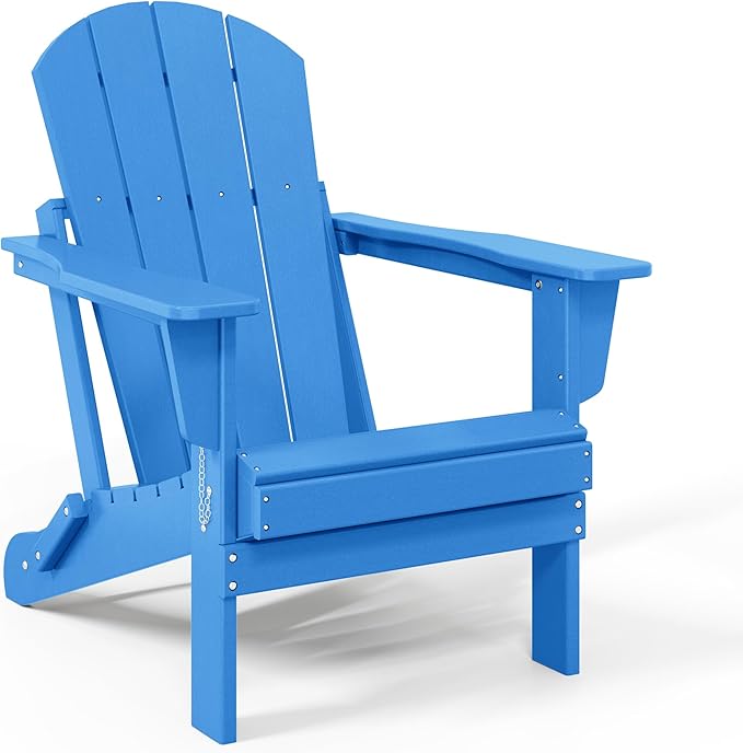 WestinTrends Malibu 4-Piece Set Outdoor Folding Poly Adirondack Chair, Pacific Blue