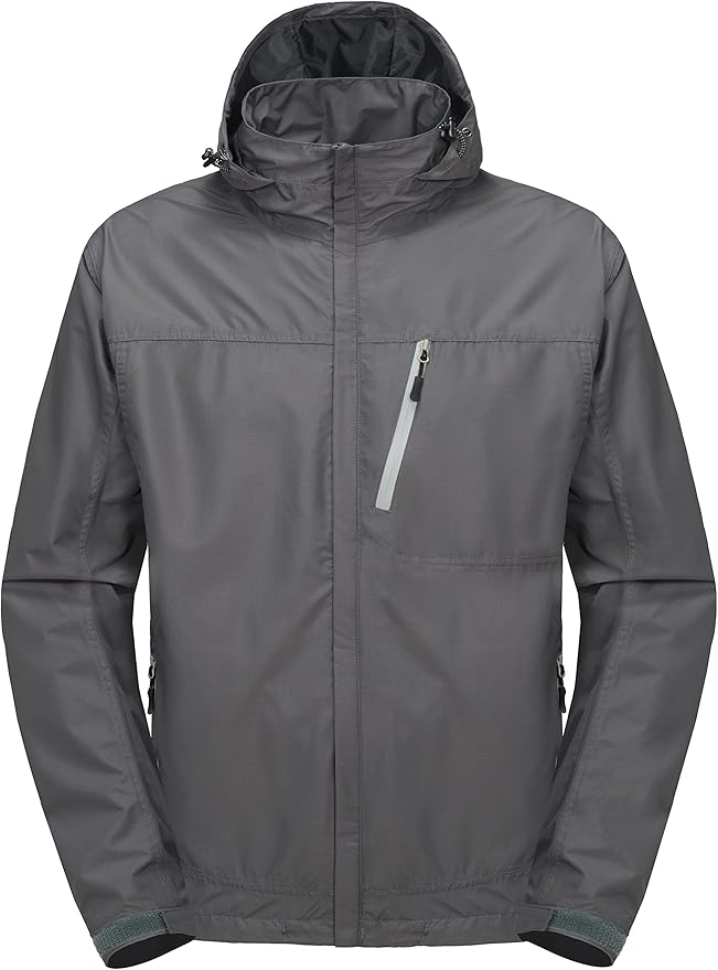 Little Donkey Andy Men's Waterproof Rain Jacket Outdoor Lightweight Hooded Raincoat for Hiking Golf Travel Fishing