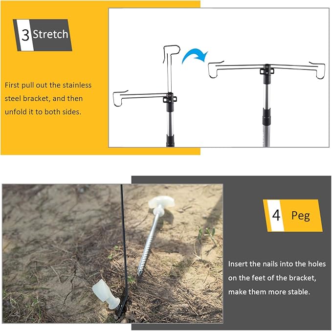 OMUKY Telescopic Lantern Stand with Base Outdoor Camping Lamp Stand Pole Adjustable Lantern Pole (Silver)