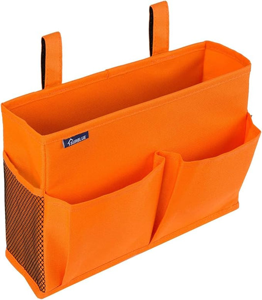 Surblue Caddy Hanging Organizer Bedside Storage Bag for Bunk and Hospital Beds, Orange, Small