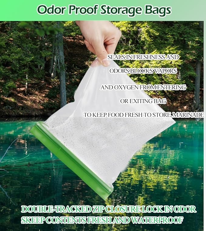 2 pack Bear Bags for Food Backpacking, Double Seal Odor Barrier Storage Bags Reusable Camping,No-Odor Zipper Barrier Bags Fit Home Organization, Food Storage,Freezer Safe (9x10in)