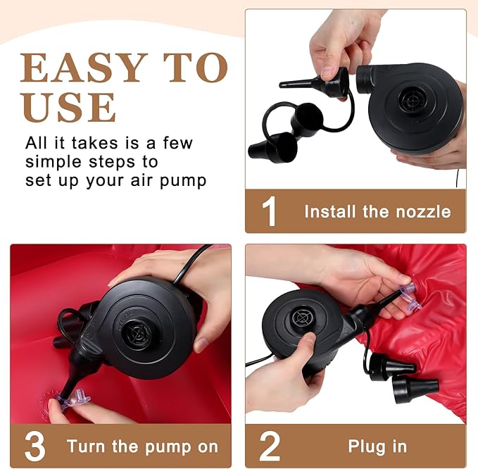 Realspring 6 Pcs Bean Bag Chairs for Adults Inflatable Chairs with Electric Air Pump,Blow up Couch Folding Portable Inflatable Couch Lazy Sofa for Reading Living Room Camping (Coffee,Blue,Red)