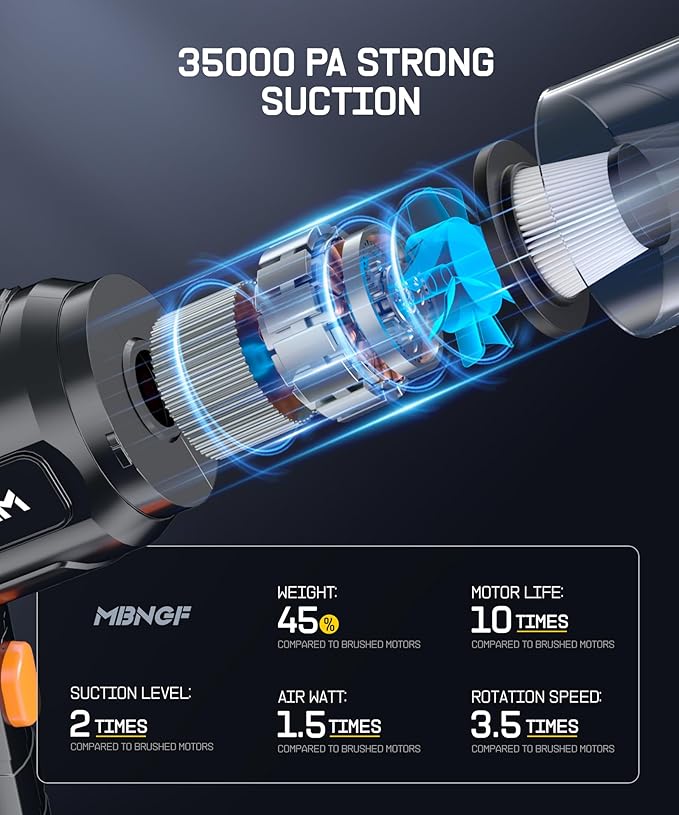 Car Vacuum Portable Cordless,High Power Suction & Blower, Wireless Handheld Vacuum Cleaner for Car, Home, Office, Pet(Warm Black)