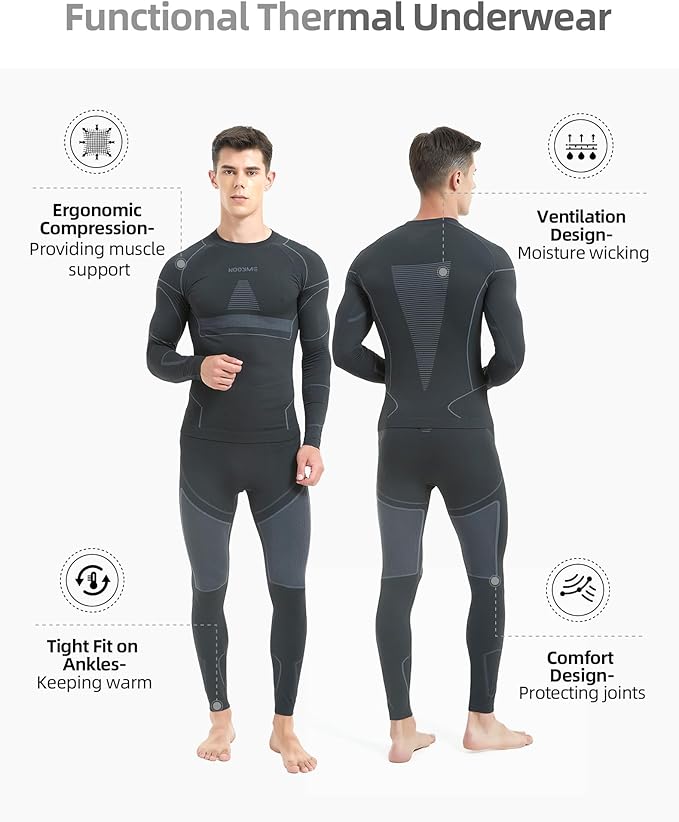 NOOYME Thermal Underwear Long Johns for Men - Long Underwear Base Layer for Cold Weather