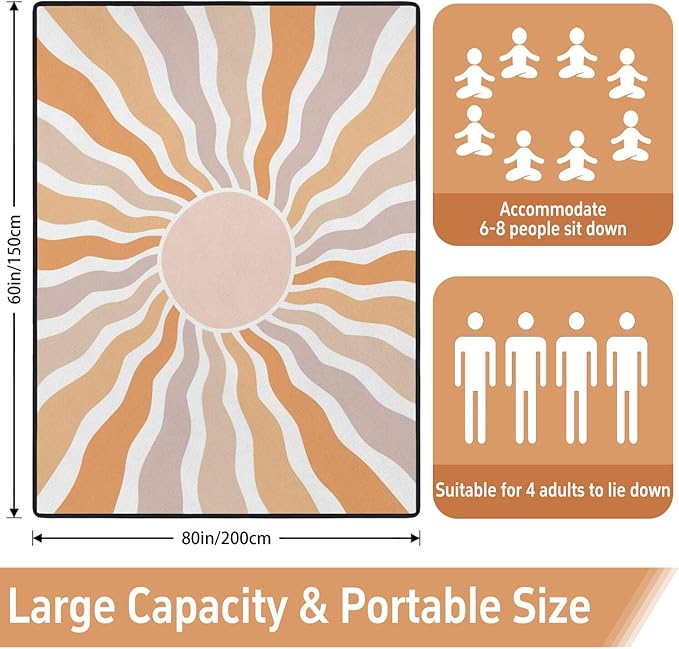 Extra Large Picnic Outdoor Blanket 60''x80'' Waterproof and Sandproof Picnic Mat for Beach Foldable Camping Accessories for Grass Lawn Park