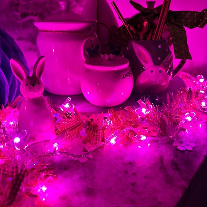 Fairy Flower String Lights Decor, USB & Battery Lighted Decorative Cute Cherry Blossom Indoor Bedroom Window Hanging, Novelty Floral Lamp for Christmas Easter Wedding Party Birthday Décoration (Pink)