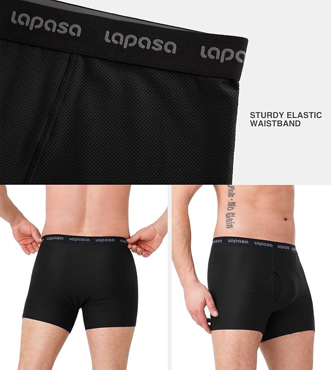 LAPASA Men's Quick Dry Travel Underwear, Terraversal Series Mesh Breathable Trunks/Boxer Briefs/Boxers (2 & 3 Packs)
