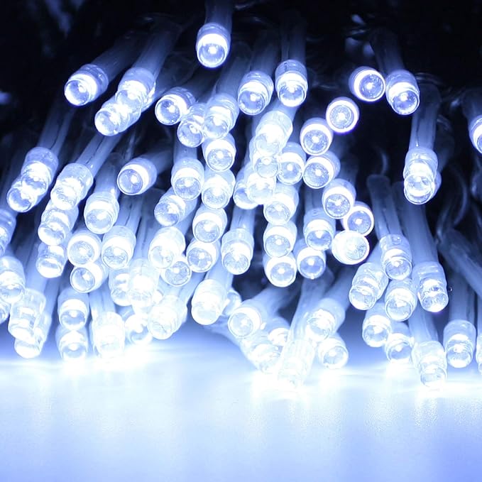 Extra-Long String Lights Outdoor Indoor, 500 LED Upgraded Super Bright Christmas Lights, Waterproof 8 Modes Plug in Twinkle Fairy Light for Bedroom Party Wedding Garden Xmas(Cool White)