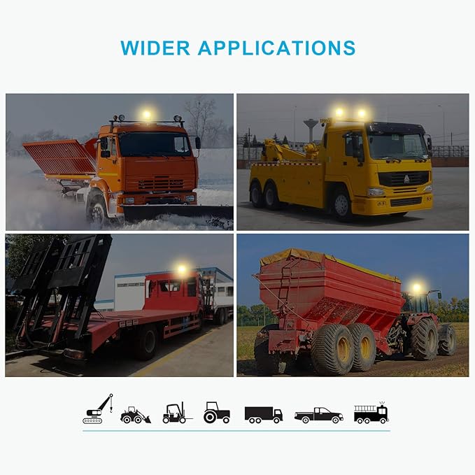 Agrieyes Magnetic Beacon Light Wireless, Class I Portable 12-24V Rotating Warning Lights, Rechargeable Amber Flashing Strobe Lights for Vehicles Trailers Trucks Tractor Bus Forklift Cars