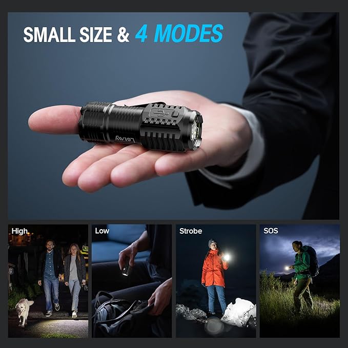 LETMY Rechargeable Mini Flashlights with Magnetic Base, 4 Pack Bright 3 LED Flash Lights, Small EDC Flashlight with Belt Clip, 4 Lighting Modes Portable Rechargeable Flashlights for Camping Home