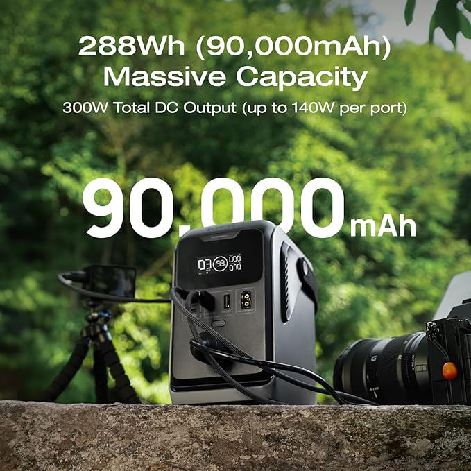 EF ECOFLOW Trail 300 DC Solar Panel with 45W Solar Generator, 288Wh LiFePO4 Power Bank, Power Station, for Camping, Travel, and Emergency Power-T300 45SP