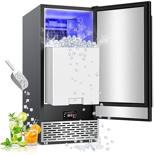 Under Counter Ice Maker, Ice Maker Machine Commercial, 120Lbs/24H with 35lbs Storage Bin, 40Pcs Cubes in 10Mins, Built in Ice Machine for Home Office Commercial, Black-2
