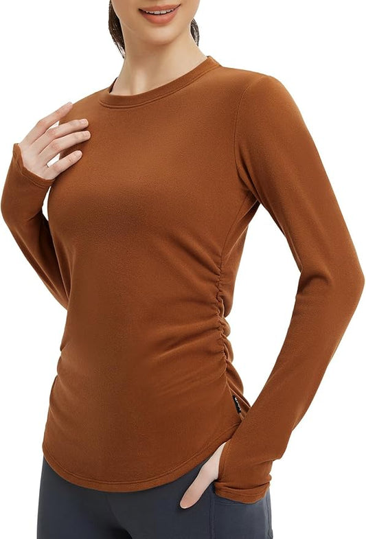 baleaf Womens Thermal Shirts Fleece Lined Long Sleeve Tops Workout Base Layer Slim Fit Cold Weather Gear