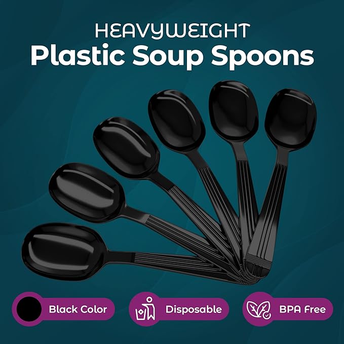 Heavy Duty Soup Spoons - Disposable Spoons - Plastic Cutlery for Parties and Events - Pack of 500