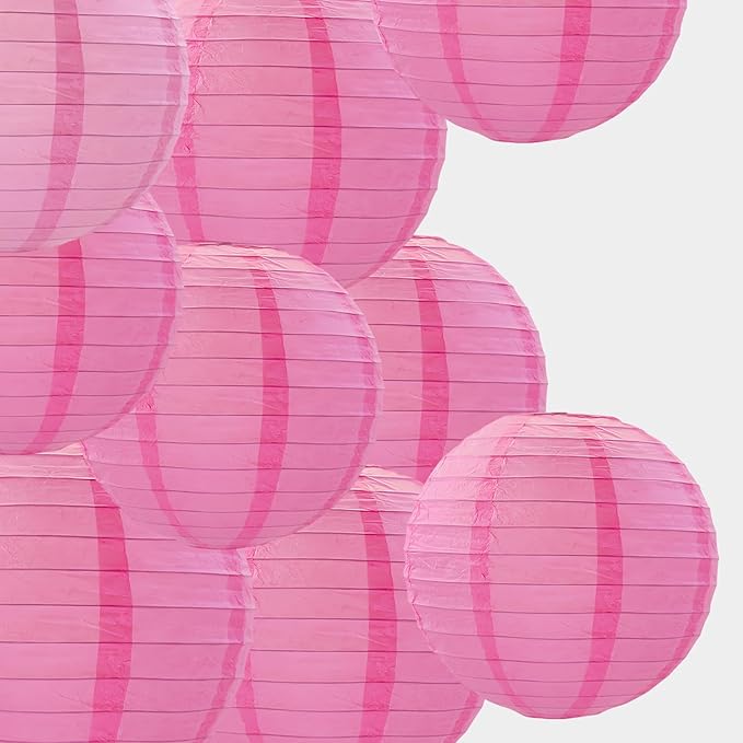 Pink Paper Lanterns Decorative 10pcs Party Hanging Decorations for Bachelorette Wedding Birthday Baby Shower Graduation Anniversary Pink Themed Room Decor DIY Activities