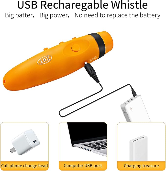 ZHT Electronic Whistles for Referees with USB Charging, 3 Tone High Volume Emergency Whistle for Referee Coaches Teacher, Outdoor Camping Hiking Boating Safety Whistles with Lanyard