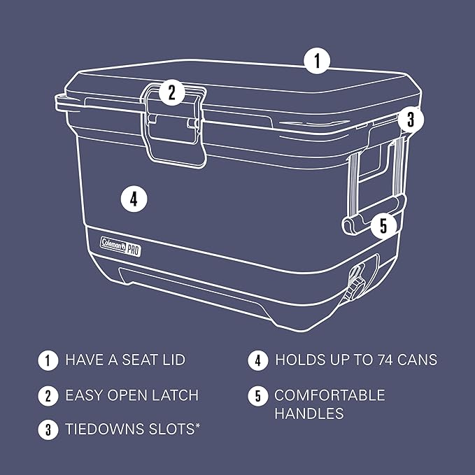 Coleman Pro Heavy-Duty, Neptune, 45qt Ultra-Light Premium Hard Cooler, Extra-Thick Insulation Keeps Ice up to 4 Days, 74-Can Capacity