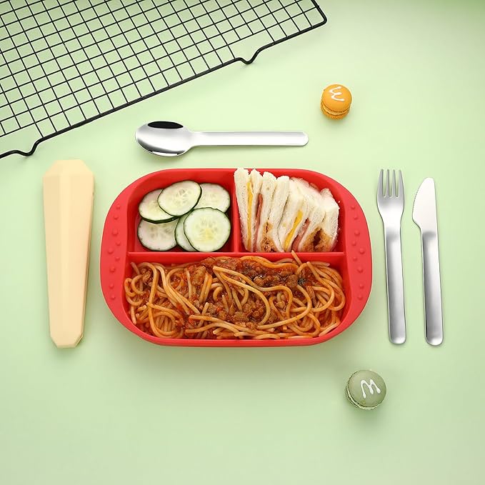 DEVICO Travel Utensils with Case, Reusable Camping Silverware Cutlery, 18/8 Stainless Steel Portable Fork Spoon Knife Set for Lunch Picnic School Workplace (Yellow)